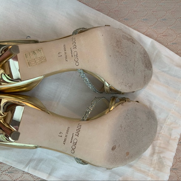 Jimmy Choo Gold Heels Sz 41 **WORN ONCE** - Picture 6 of 7